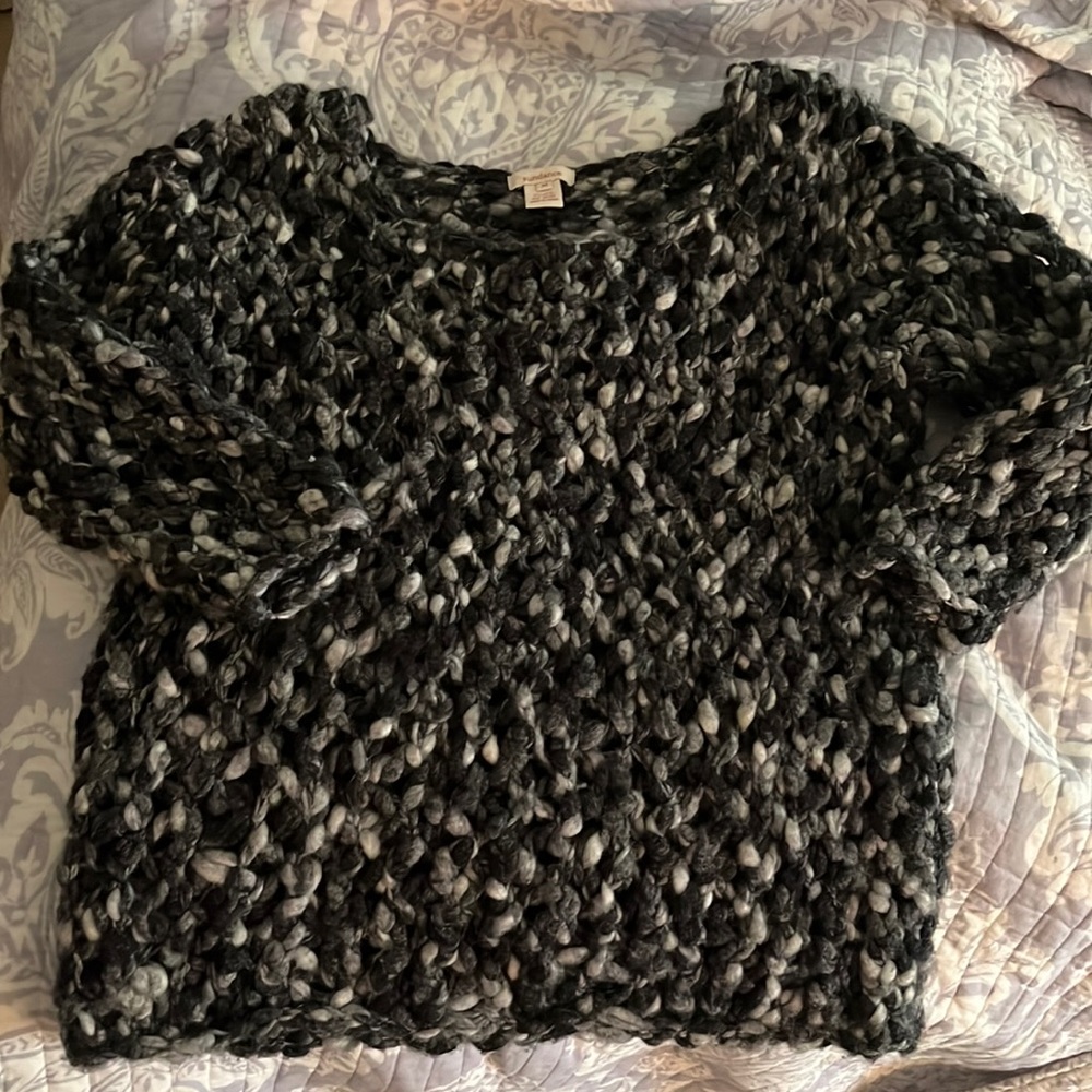 Sundance grey chunky wool blend sweater size M